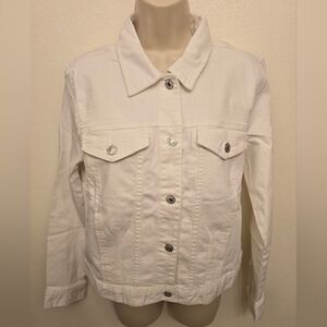 NWT Mango Ladies Cropped White Denim Jacket